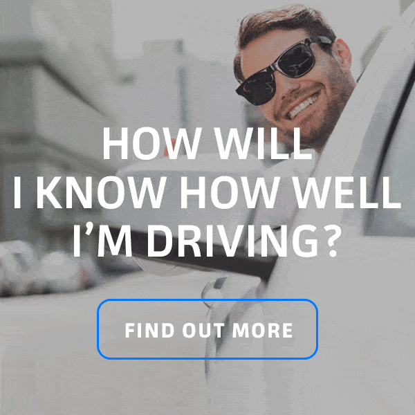 A man in a car asking how well he's driving for Admiral blackbox feedback